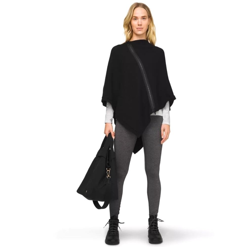 NWOT Lululemon Wool On The Go Black Poncho Scarf Sweater O/S